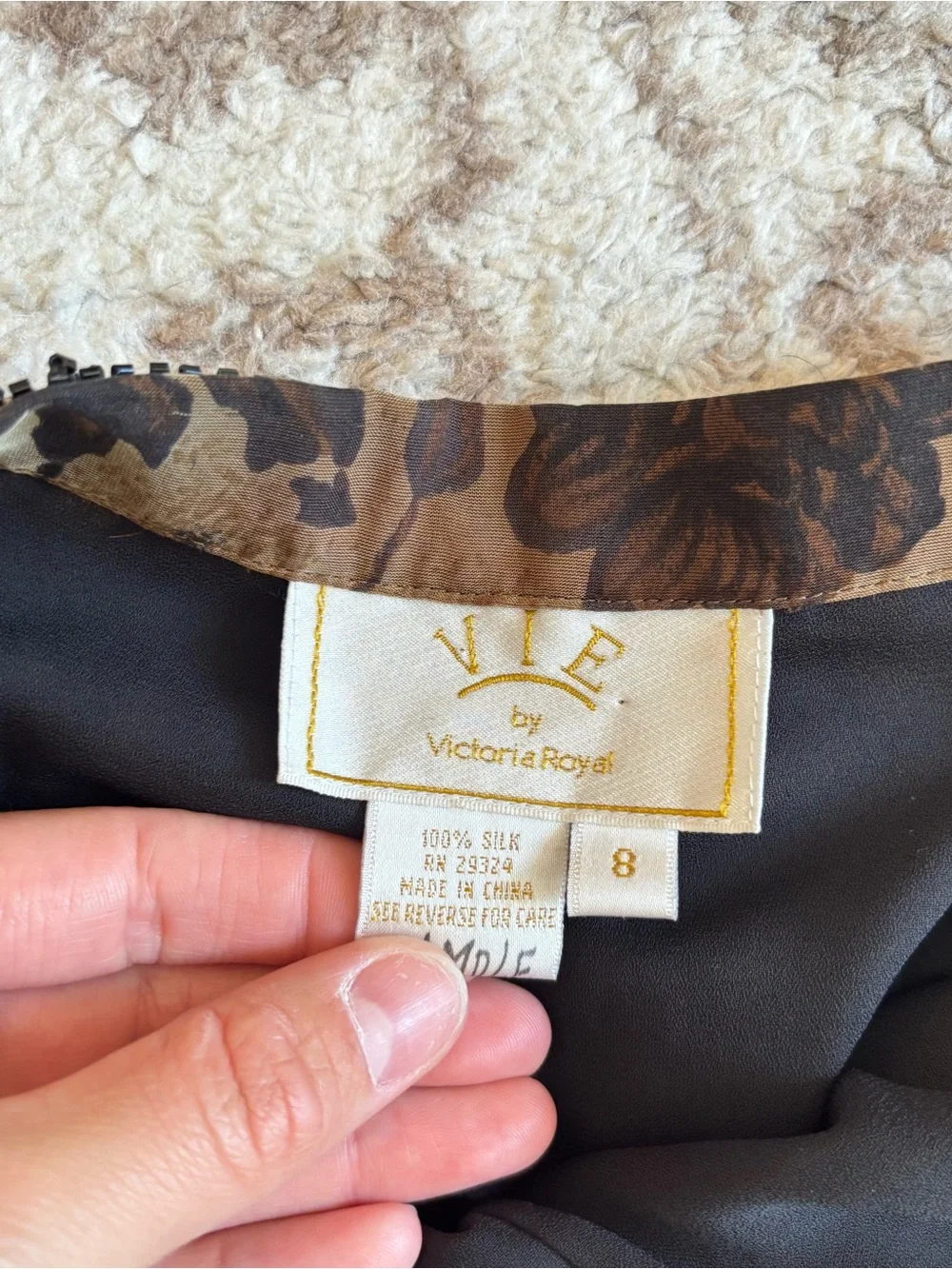 Vie Victoria Royal Vintage Silk Beaded Wide Leg Pants Side Zip Embellished Y2K